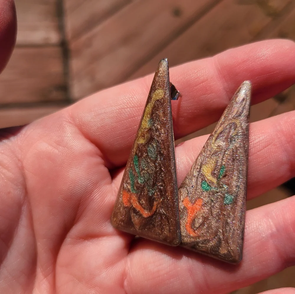 Vintage Multicolor Triangle Earrings